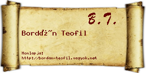 Bordán Teofil névjegykártya